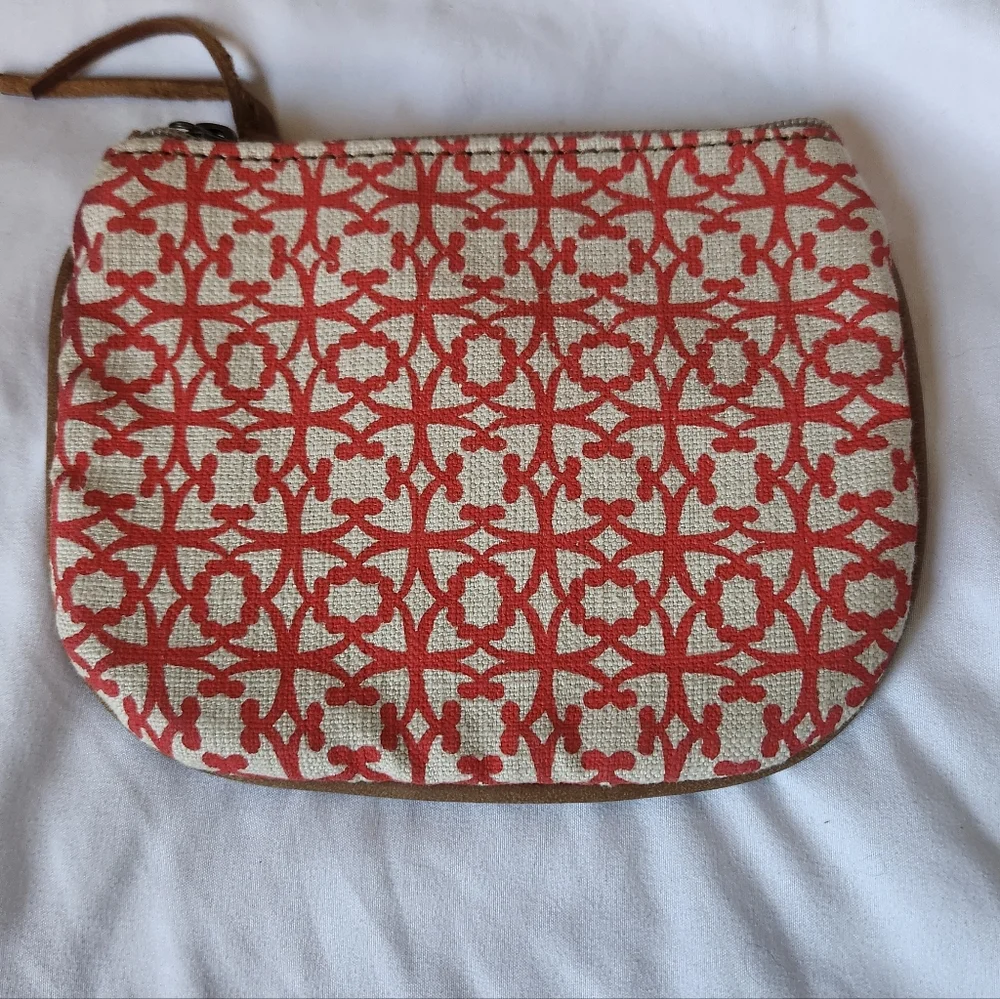 Mongoose Orange And Brown Canvas Pouch With Leather Corners